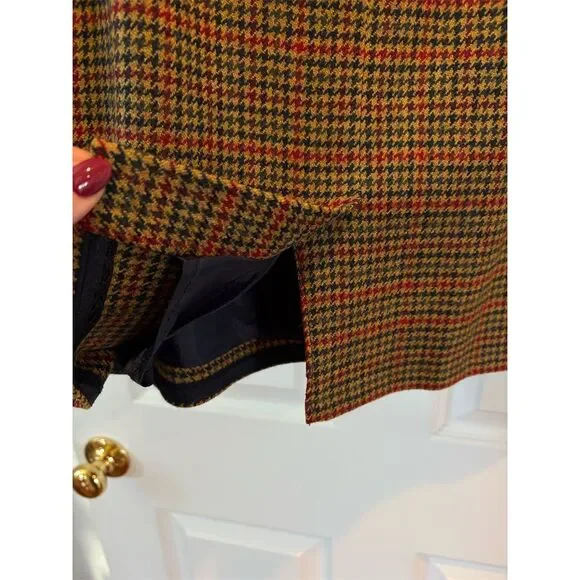 Vintage Jones New York Women's Houndstooth Wool Blazer Skirt Academia Sz12 USA